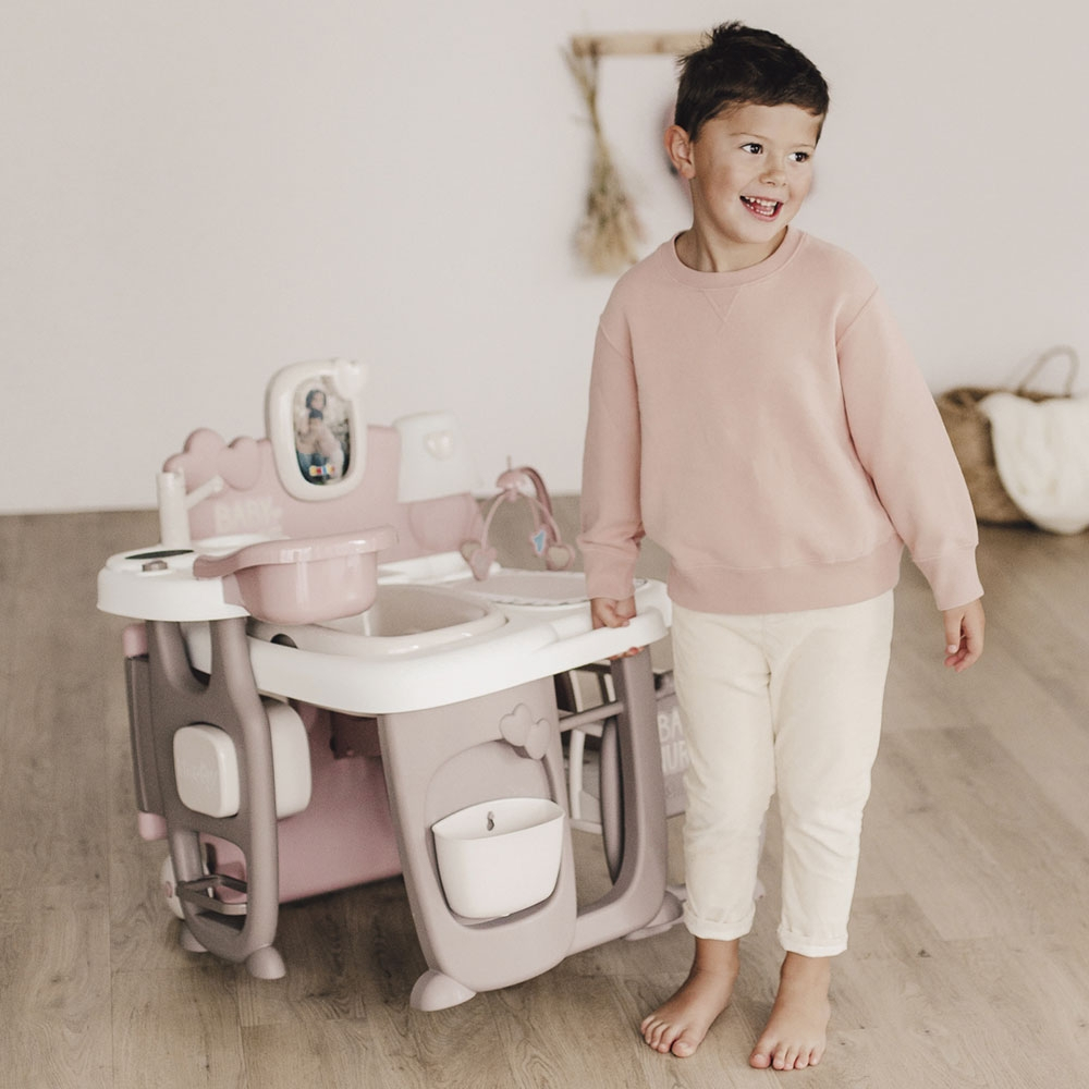 Centru de ingrijire pentru papusi Smoby Baby Nurse Doll`s Play Center maro cu 23 accesorii [6]