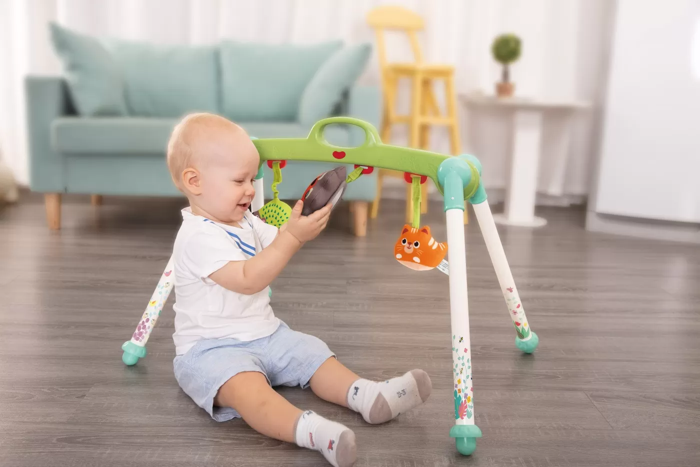 Centru de joaca portabil cu jucarii de plus pentru bebe, varsta de la 0 luni la 2 ani [4]