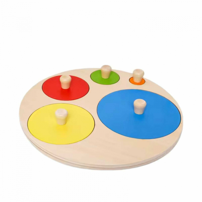 Joc lemn Montessori puzzle incastru cercuri cu maner [4]