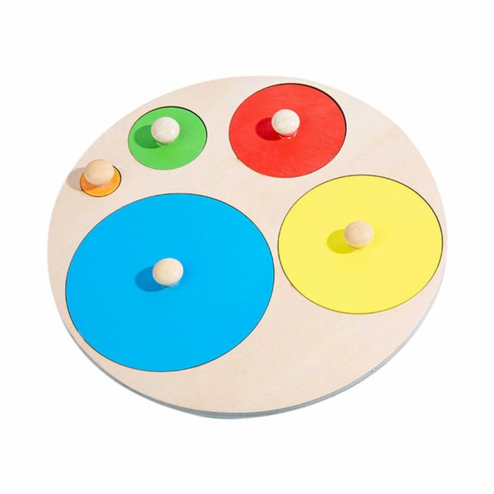 Joc lemn Montessori puzzle incastru cercuri cu maner [2]