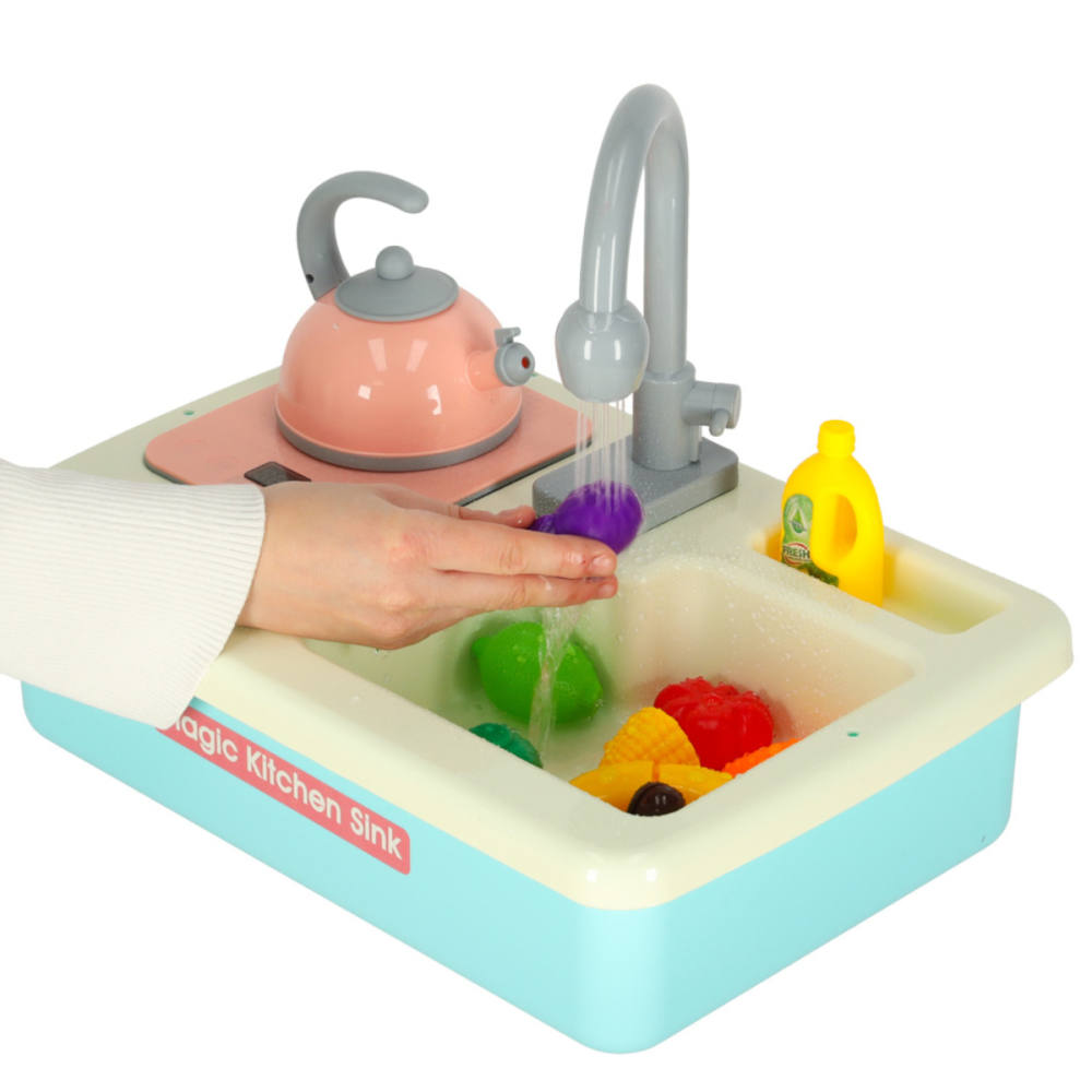 Chiuveta Interactiva cu Circulatie Reala a Apei si Accesorii de Gatit, Set Complet de Bucatarie, Albastru [5]