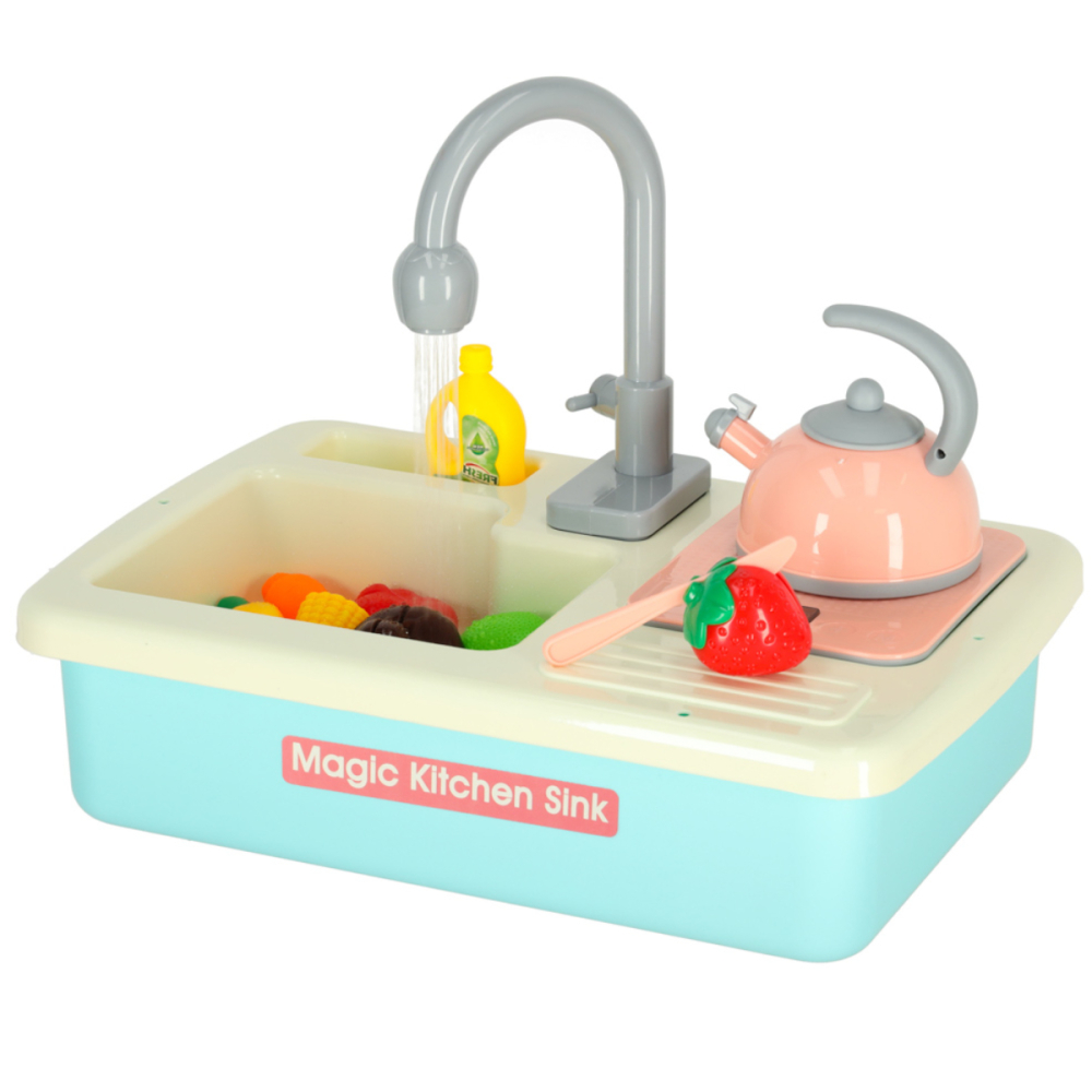 Chiuveta Interactiva cu Circulatie Reala a Apei si Accesorii de Gatit, Set Complet de Bucatarie, Albastru [3]