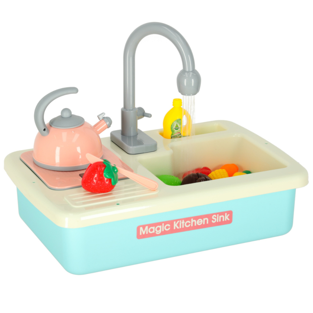 Chiuveta Interactiva cu Circulatie Reala a Apei si Accesorii de Gatit, Set Complet de Bucatarie, Albastru [2]