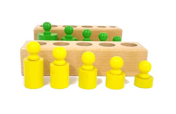 Cilindrii Montessori, jucarie 4 seturi cilindrii colorati din lemn. [6]