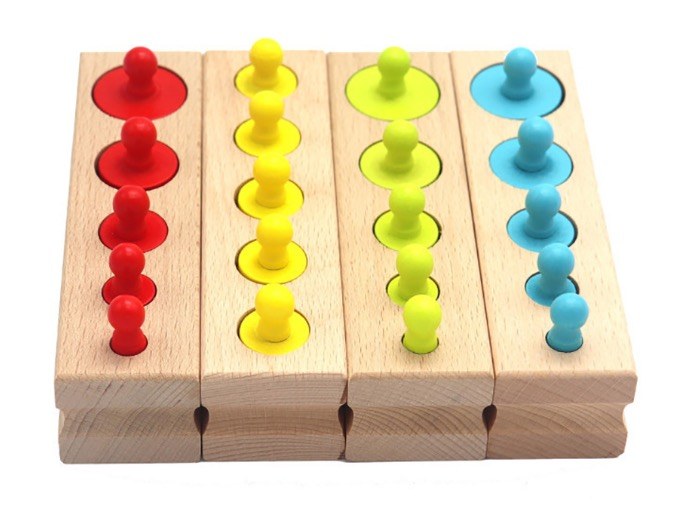 Cilindrii Montessori, jucarie 4 seturi cilindrii colorati din lemn. [2]