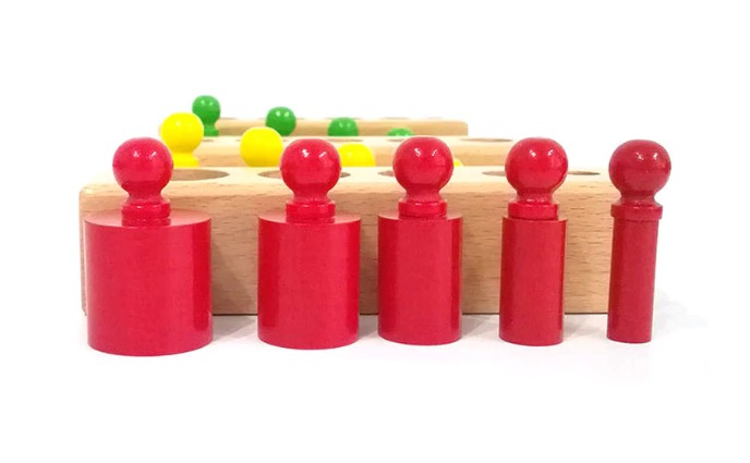 Cilindrii Montessori, jucarie 4 seturi cilindrii colorati din lemn. [4]