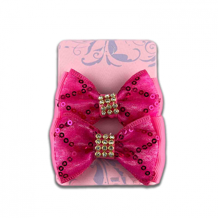 Clama de par, agrafa cu fundita si paiete, Magenta - Micostore.ro [3]