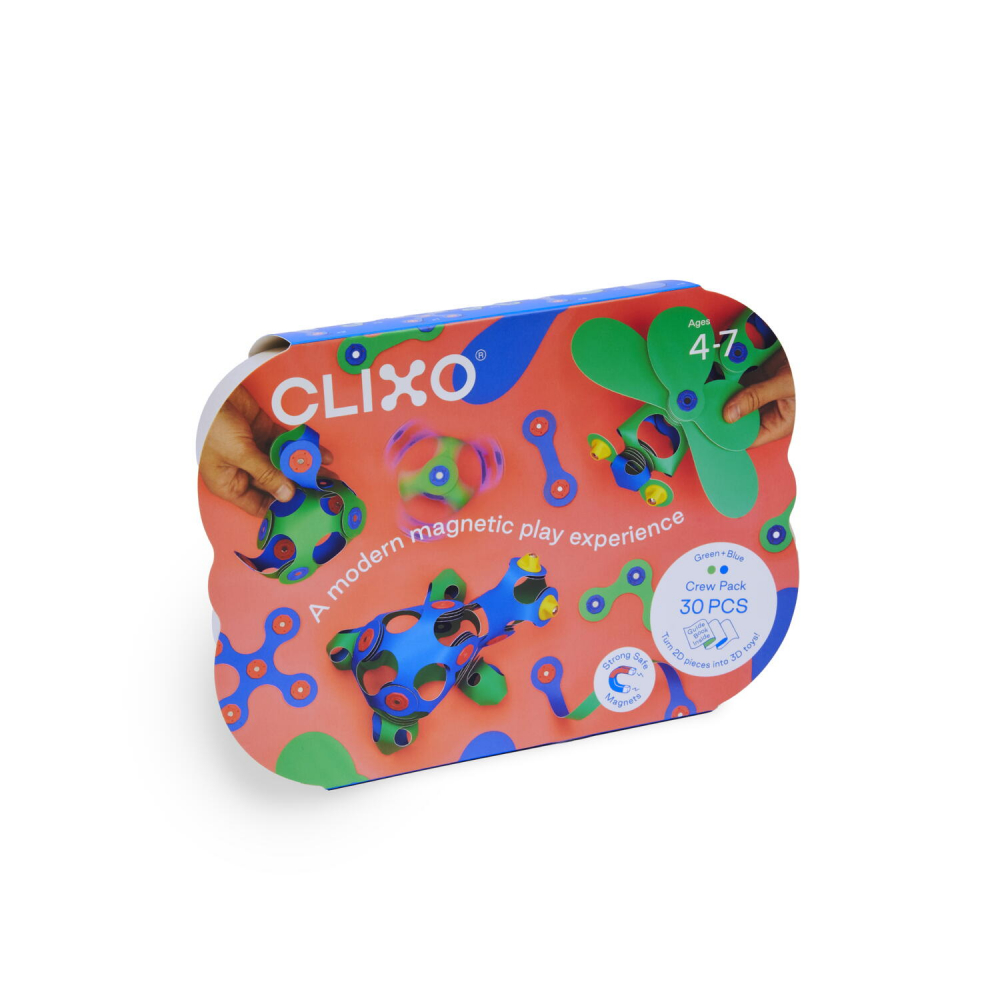 Clixo  joc magnetic de construit - Crew Albastru & Verde (30 piese) [2]