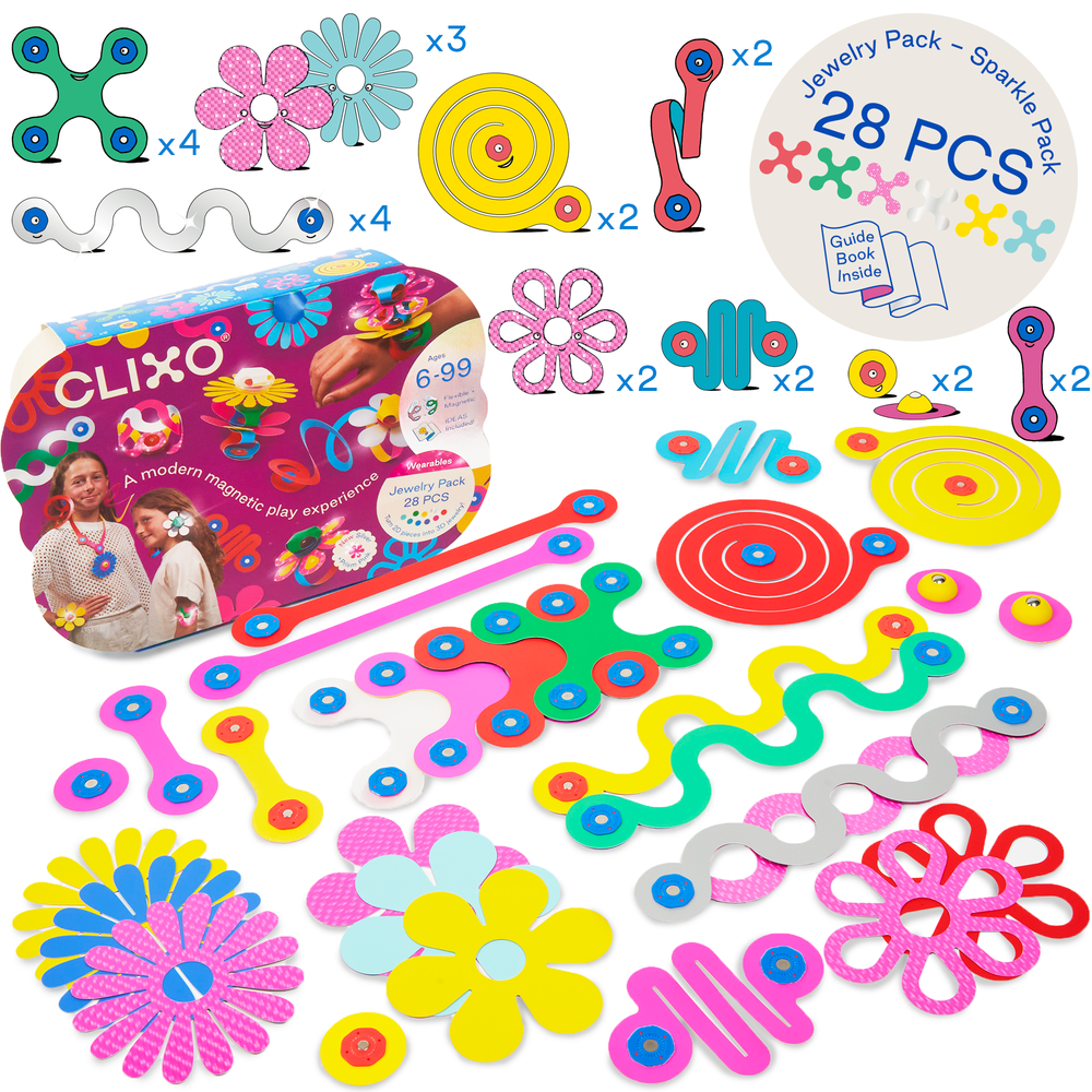 ClixoÂ® joc magnetic de construit - Bijuterii colorate (28 piese) [2]