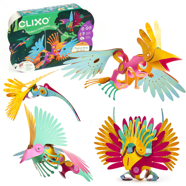 ClixoÂ® joc magnetic de construit - Pasari tropicale (22 piese) [1]