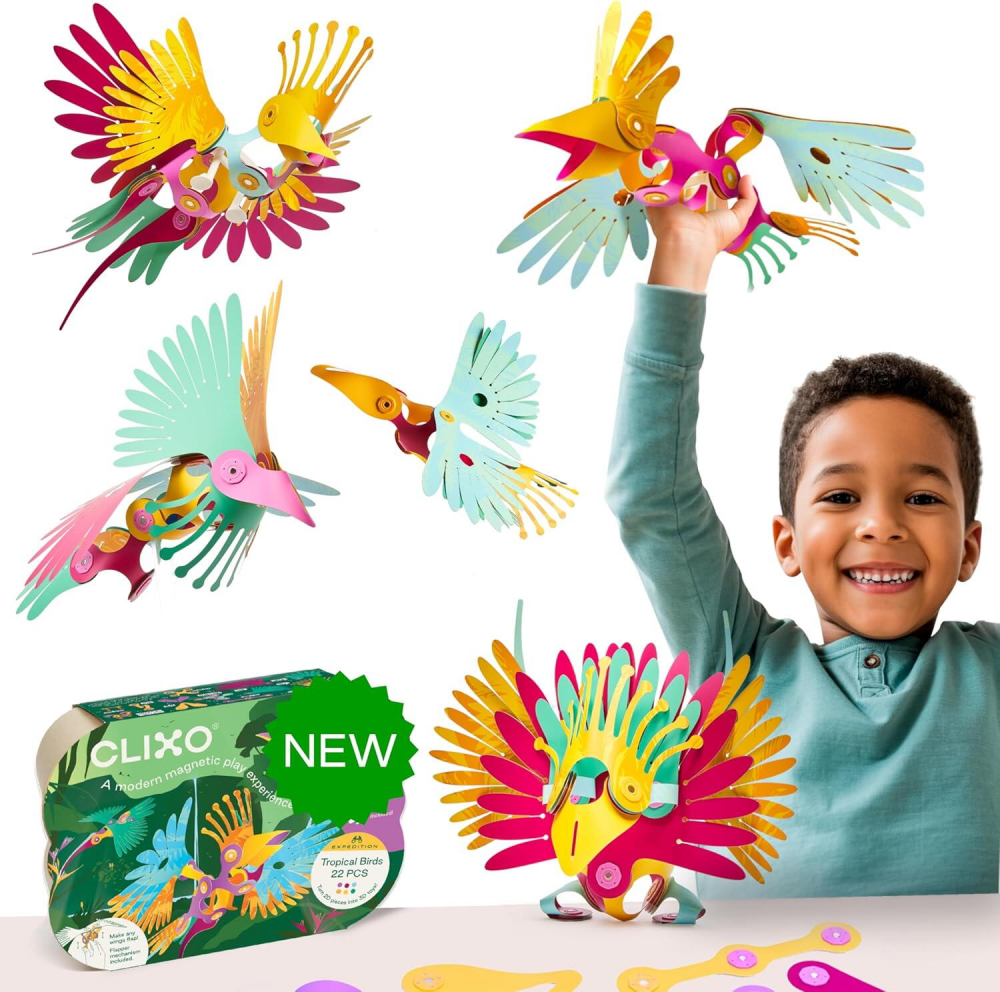 ClixoÂ® joc magnetic de construit - Pasari tropicale (22 piese) [3]