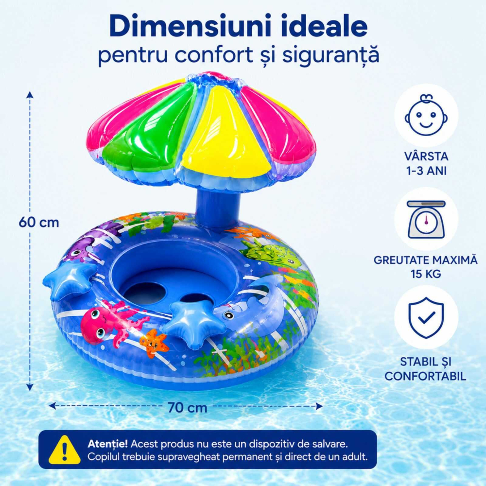 Colac de Inot Bebelusi cu Umbreluta, Sustinere Tip Chilotel, [5]