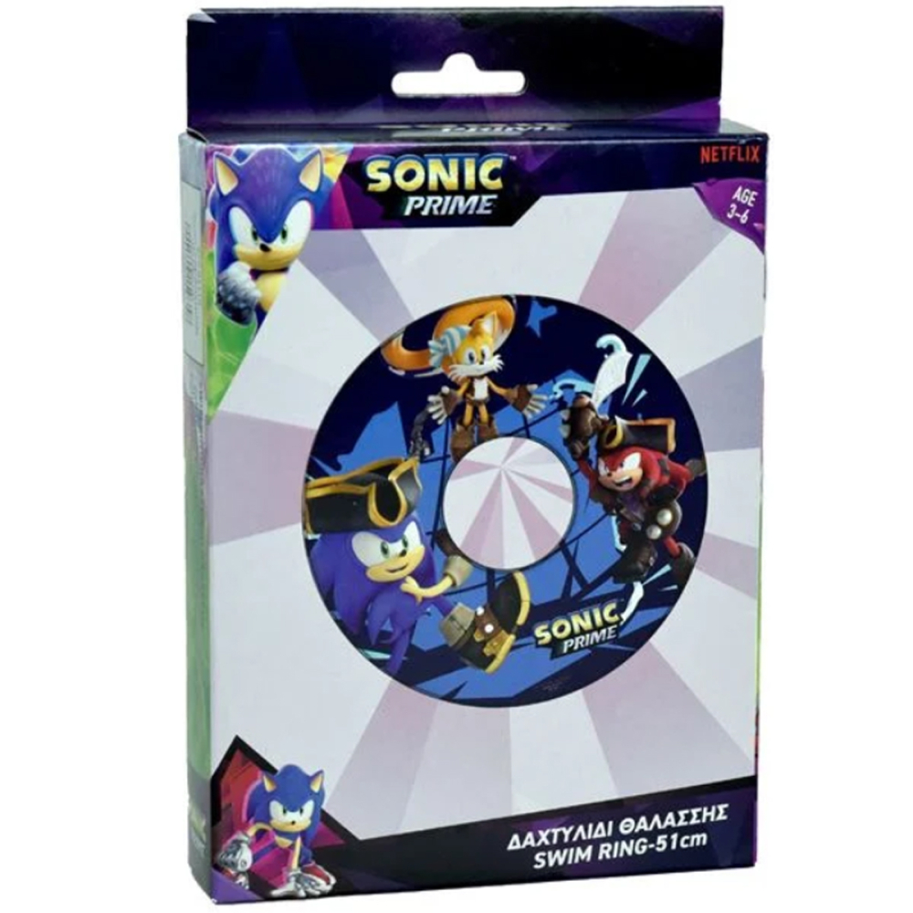 Colac gonflabil pentru copii, din vinil rezistent, model Sonic, Albastru [2]