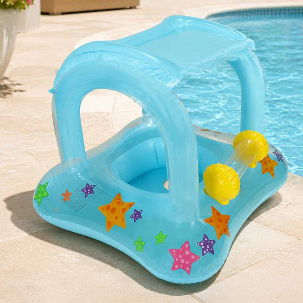 Colac Gonflabil Tip Barca pentru Bebelusi, Scaun si Copertina Parasolar, 72 cm [6]