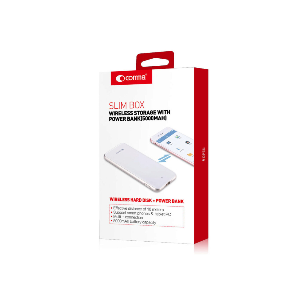 Comma Slimbox Wireless Memorie Externa 32 GB si Acumulator 5000 mAh Alb [3]