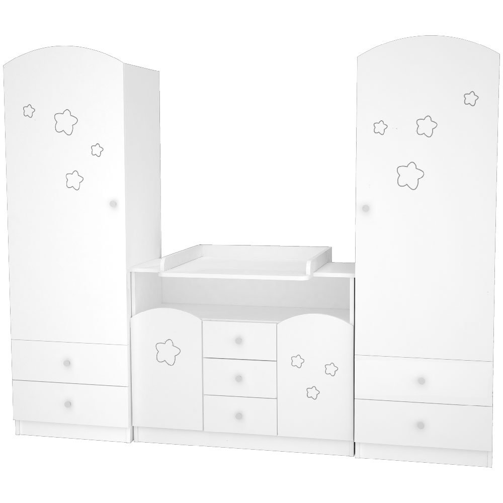 Comoda de infasat Hubners Matei 106 cm alb cu stelute [5]