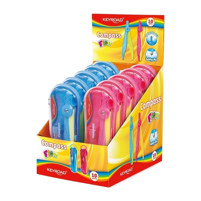 Compas plastic cu creion Keyroad Flow KR971523/KR971522, caseta PVC, diverse culori, 10 bucati/display [3]
