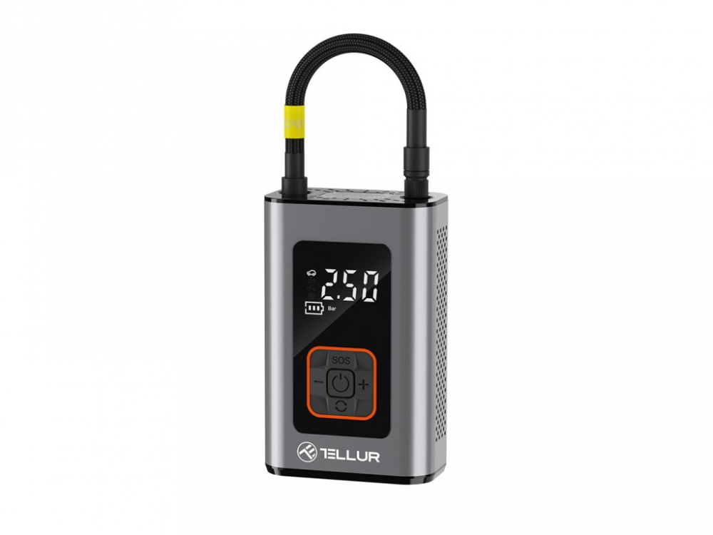 Compresor auto portabil Tellur, 150 PSI, 16L/min, 4000mAh, USB-C, aluminiu [1]