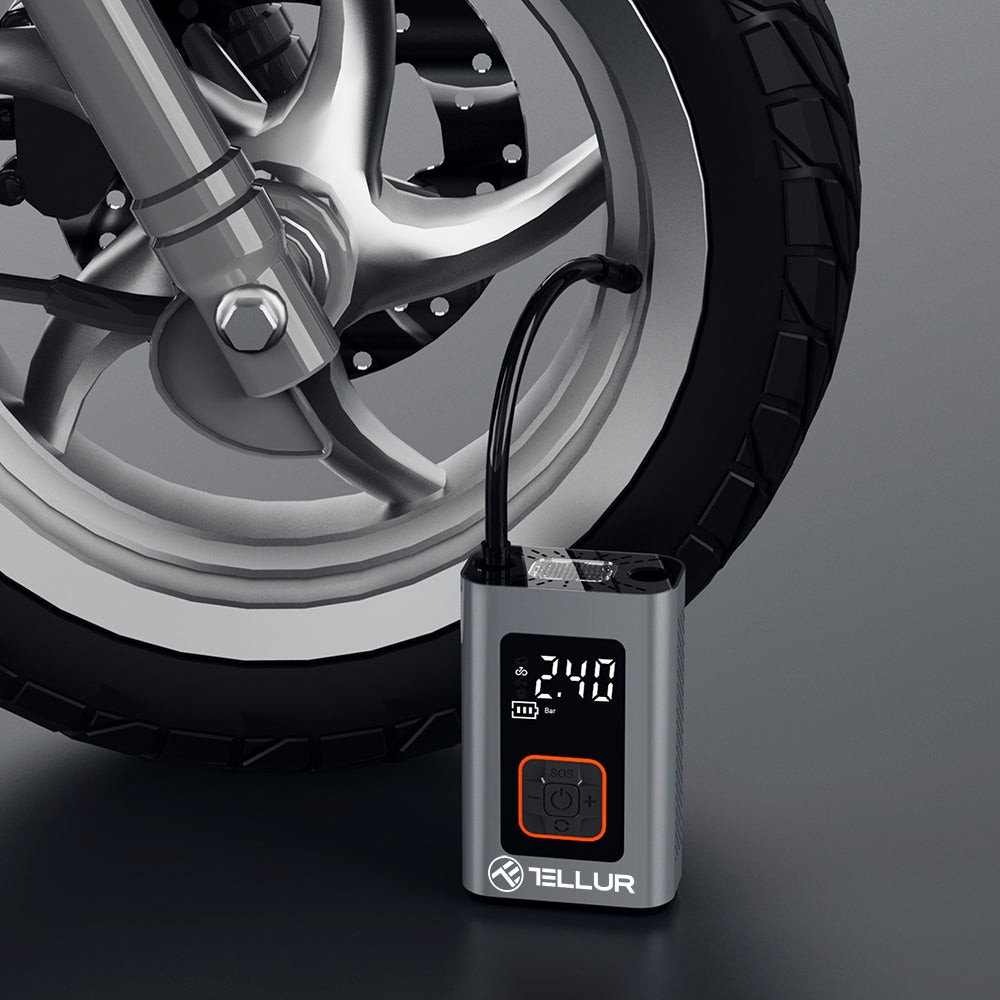 Compresor auto portabil Tellur, 150 PSI, 16L/min, 4000mAh, USB-C, aluminiu [13]