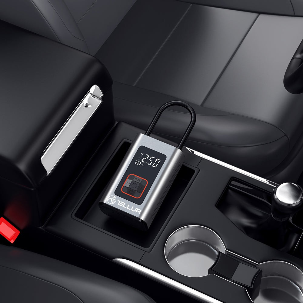 Compresor auto portabil Tellur, 150 PSI, 16L/min, 4000mAh, USB-C, aluminiu [7]