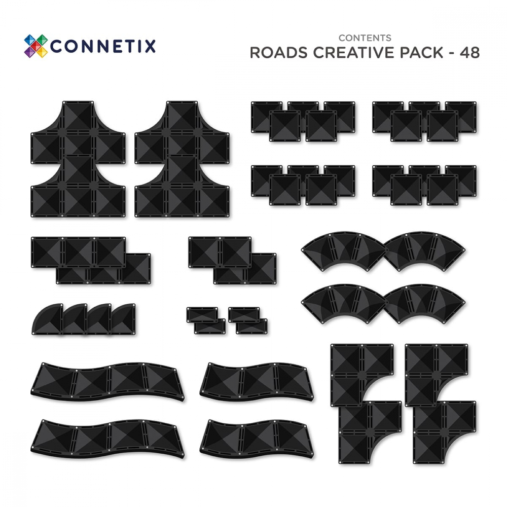 Connetix tiles - Drumuri, Rampe și Intersecții, 48 Piese Magnetice pentru Construcții Creative [12]