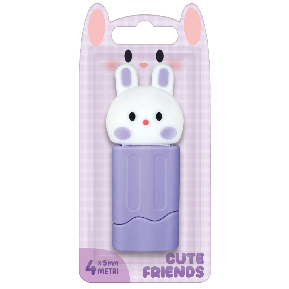 Corector cu banda Cute Friends, 4 modele (1 buc/blister,  16 buc/display) [7]
