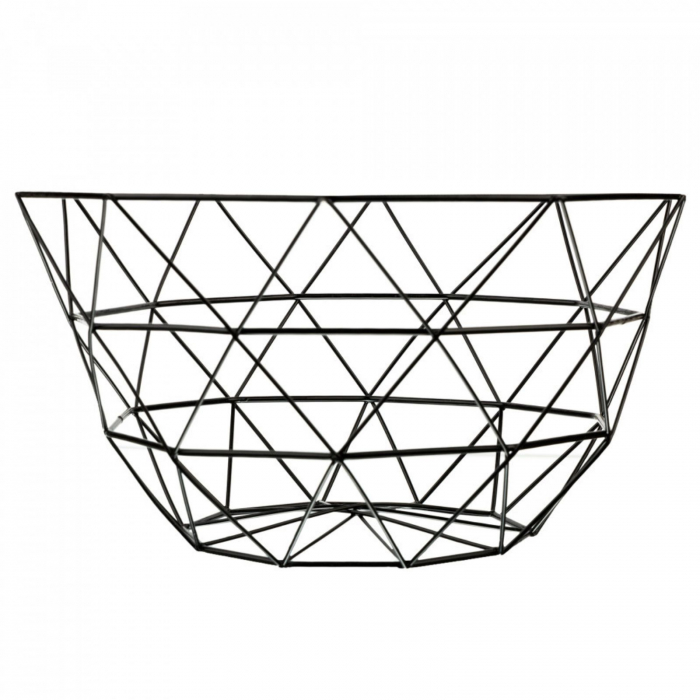 Cos de fructe, awwaline, Model cu Triunghiuri, Metal, Negru, 15x26cm [5]
