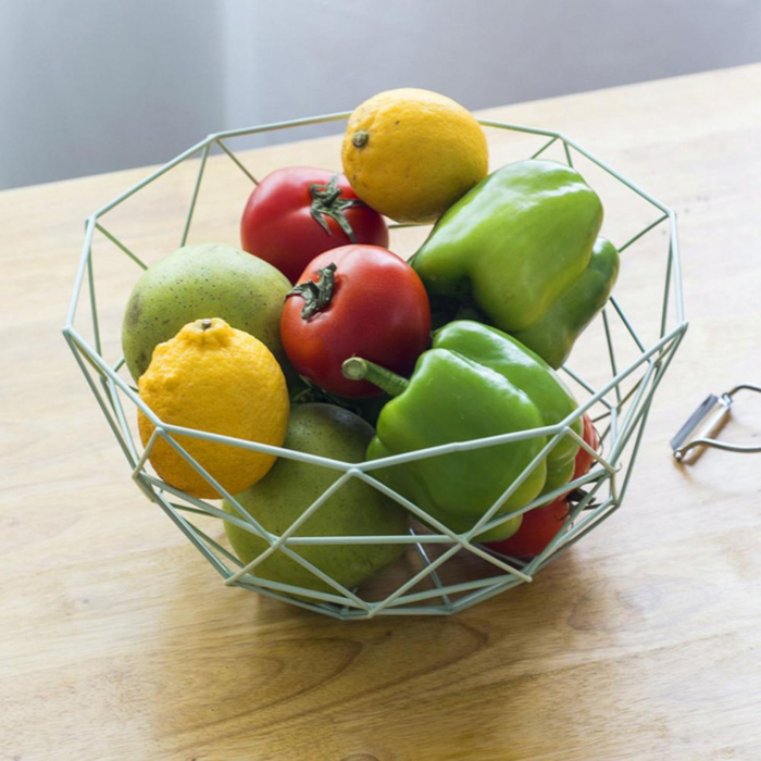 Cos de fructe, awwaline, Model cu Triunghiuri, Metal, Negru, 15x26cm [4]