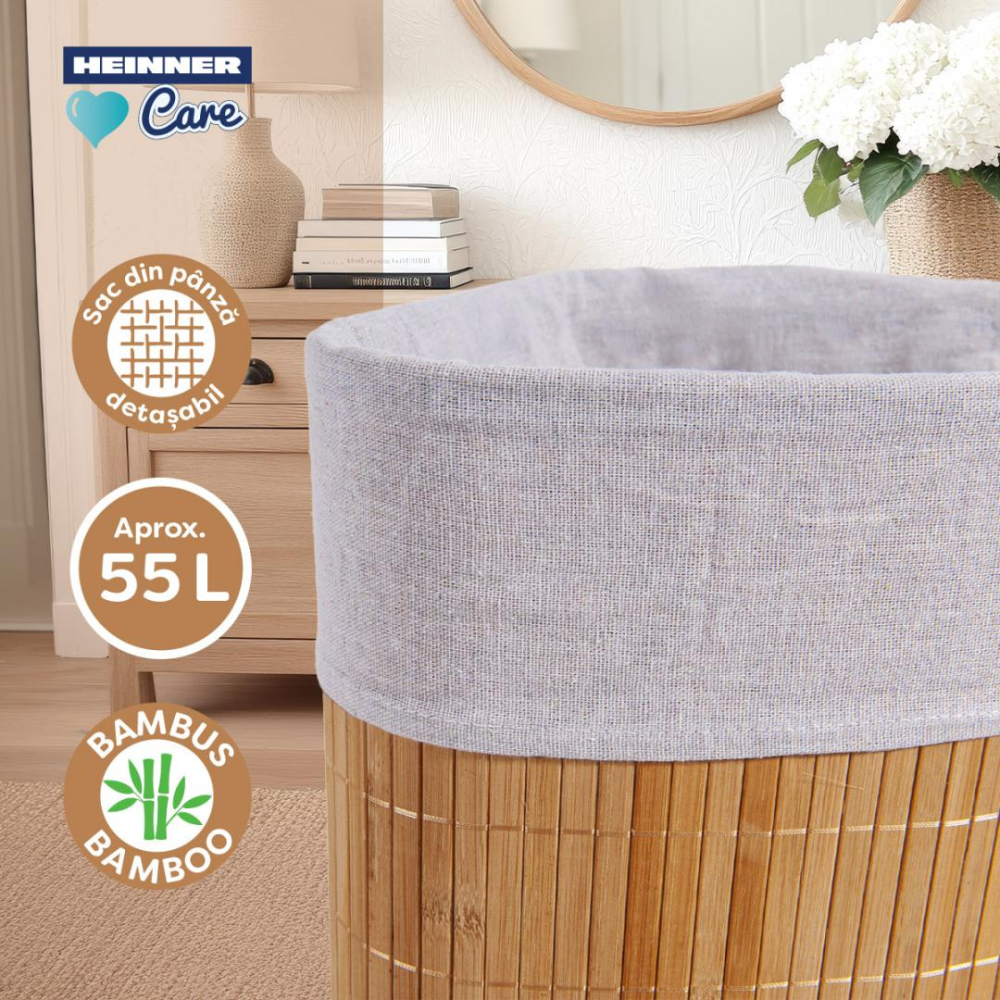 Cos de rufe din bambus  pentru colt, 35x35x60 cm, 55 l [5]