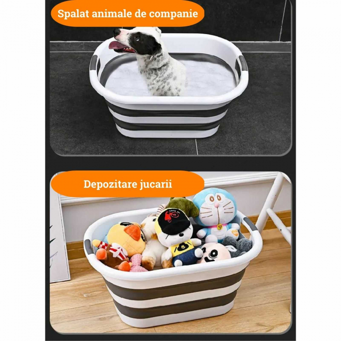 Cos de rufe pliabil, lighean cu manere, 26 L - Micostore.ro [4]