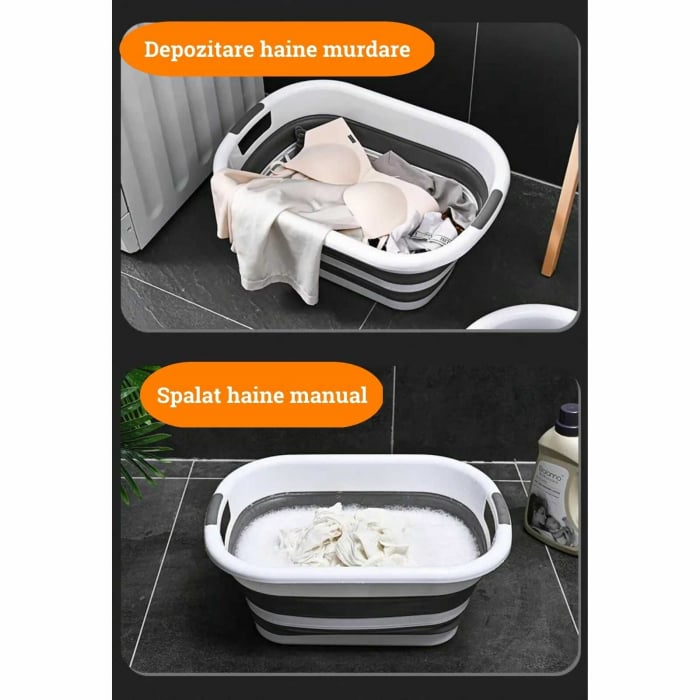 Cos de rufe pliabil, lighean cu manere, 26 L - Micostore.ro [2]