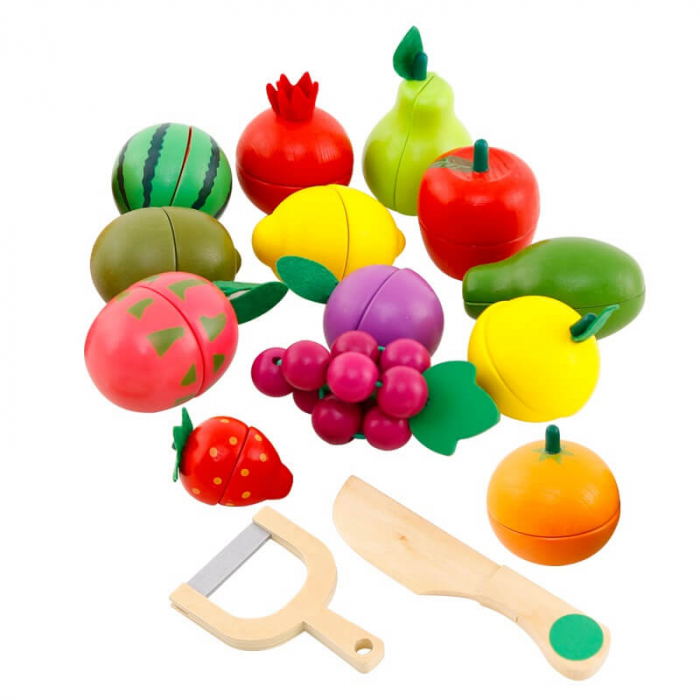 Jucarie lemn feliere cosul cu fructe, legume, alimente cu magnet. [3]