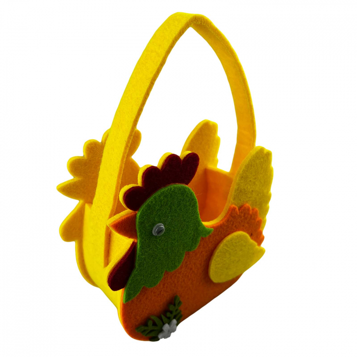 Cos din pasla pentru oua, handmade, cu maner, Gaina [2]