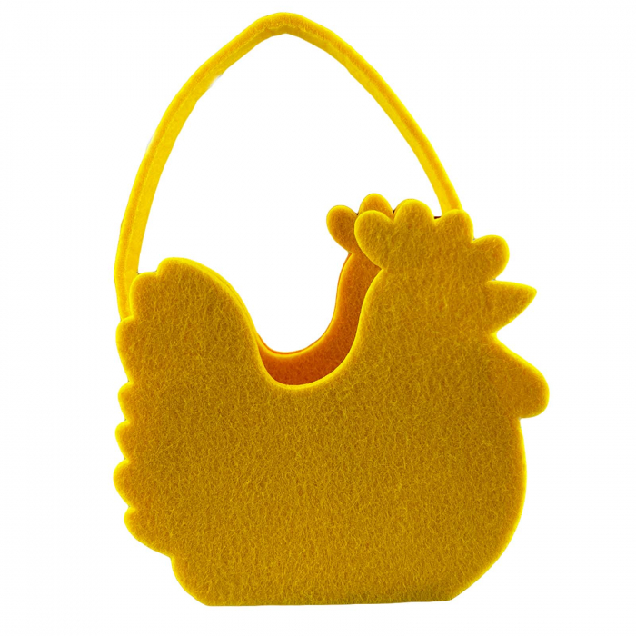 Cos din pasla pentru oua, handmade, cu maner, Gaina [4]