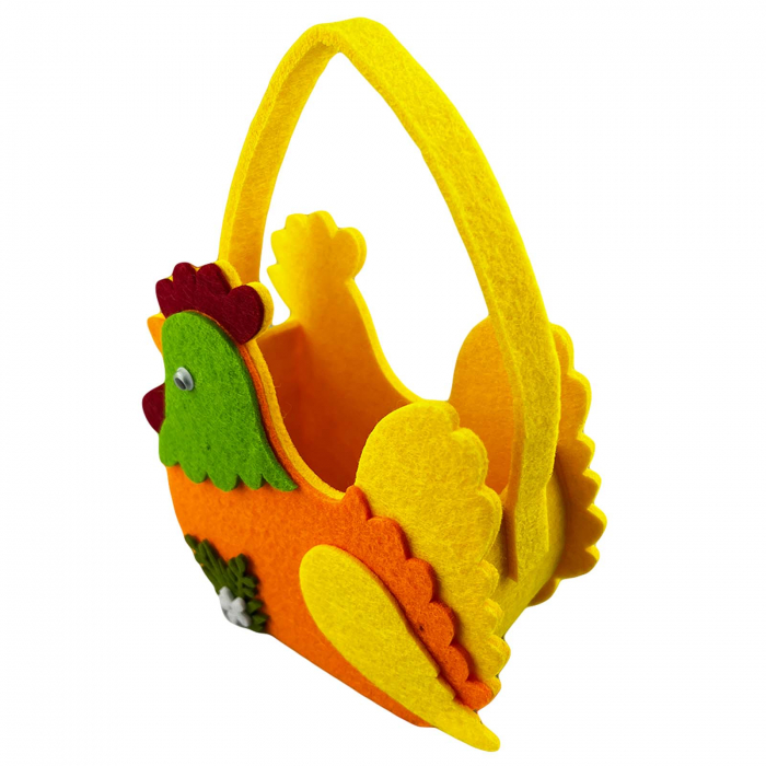 Cos din pasla pentru oua, handmade, cu maner, Gaina [3]
