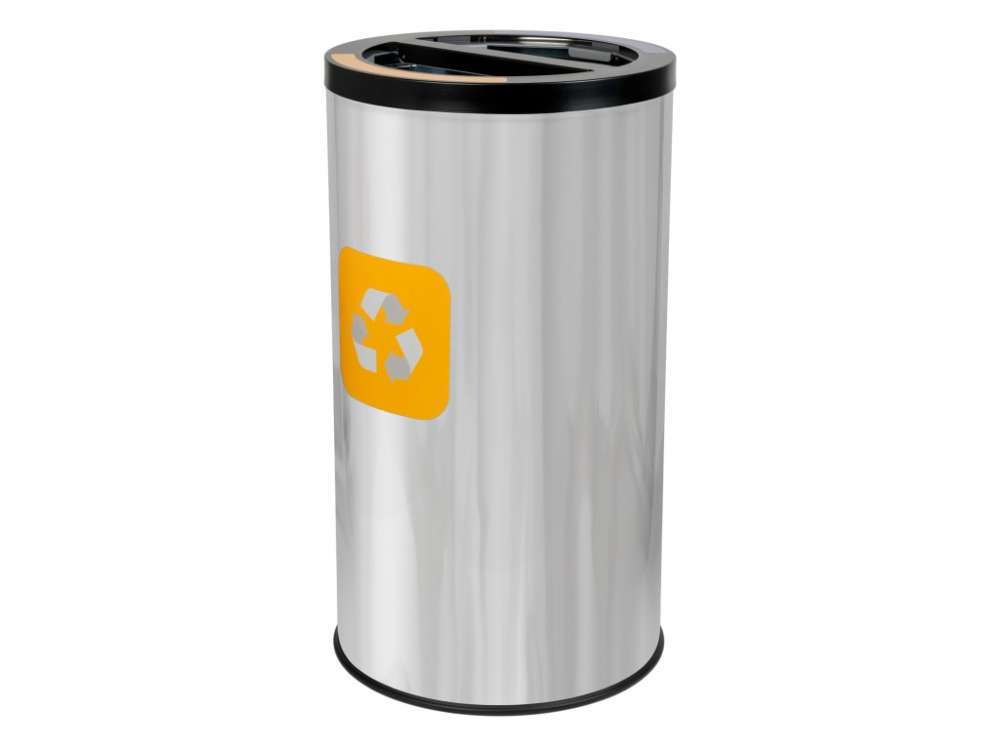 Coș inox colectare selectivă 2 compartimente 2 x 35 L [2]