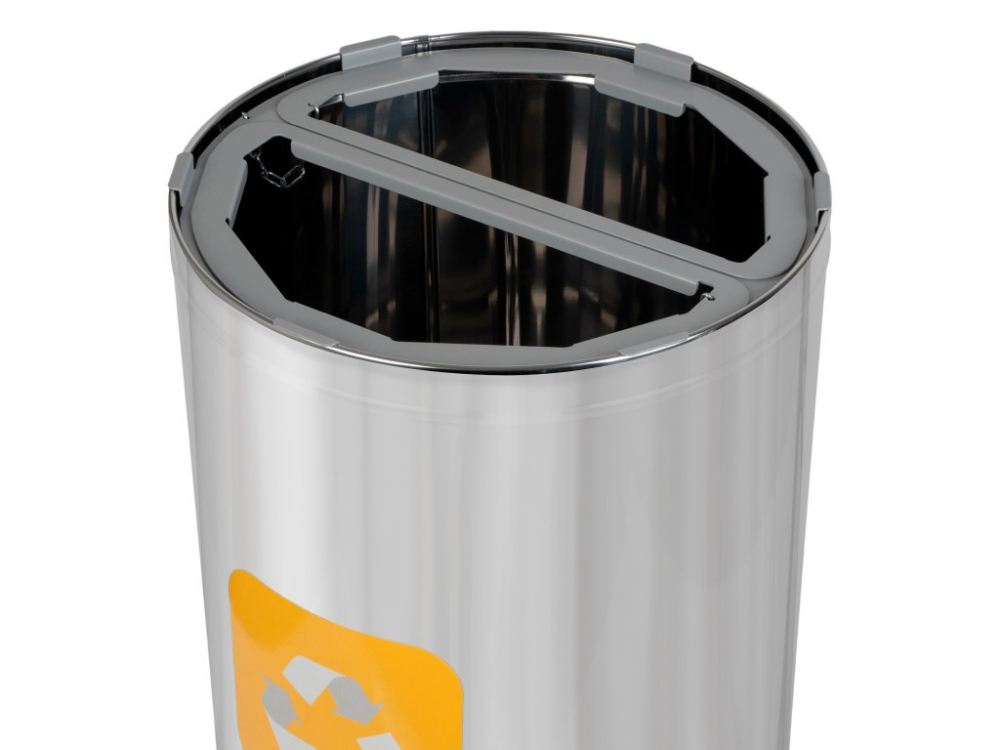 Coș inox colectare selectivă 2 compartimente 2 x 35 L [4]