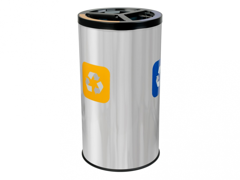 Coș inox colectare selectivă 3 compartimente 3 x 25 L [2]