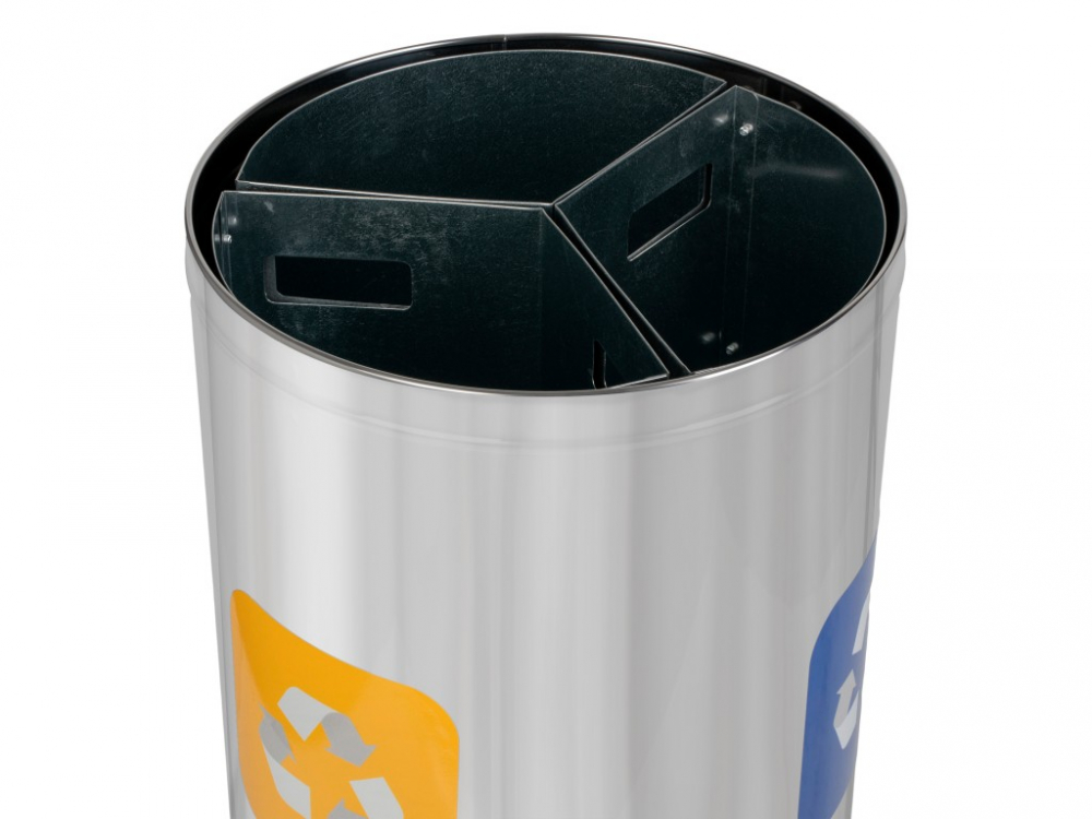 Coș inox colectare selectivă 3 compartimente cu găleată interioară, 3 x 20 L [4]