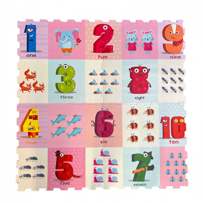 Covoras de joaca puzzle bebe, termoizolant, cu numere si cifre [3]