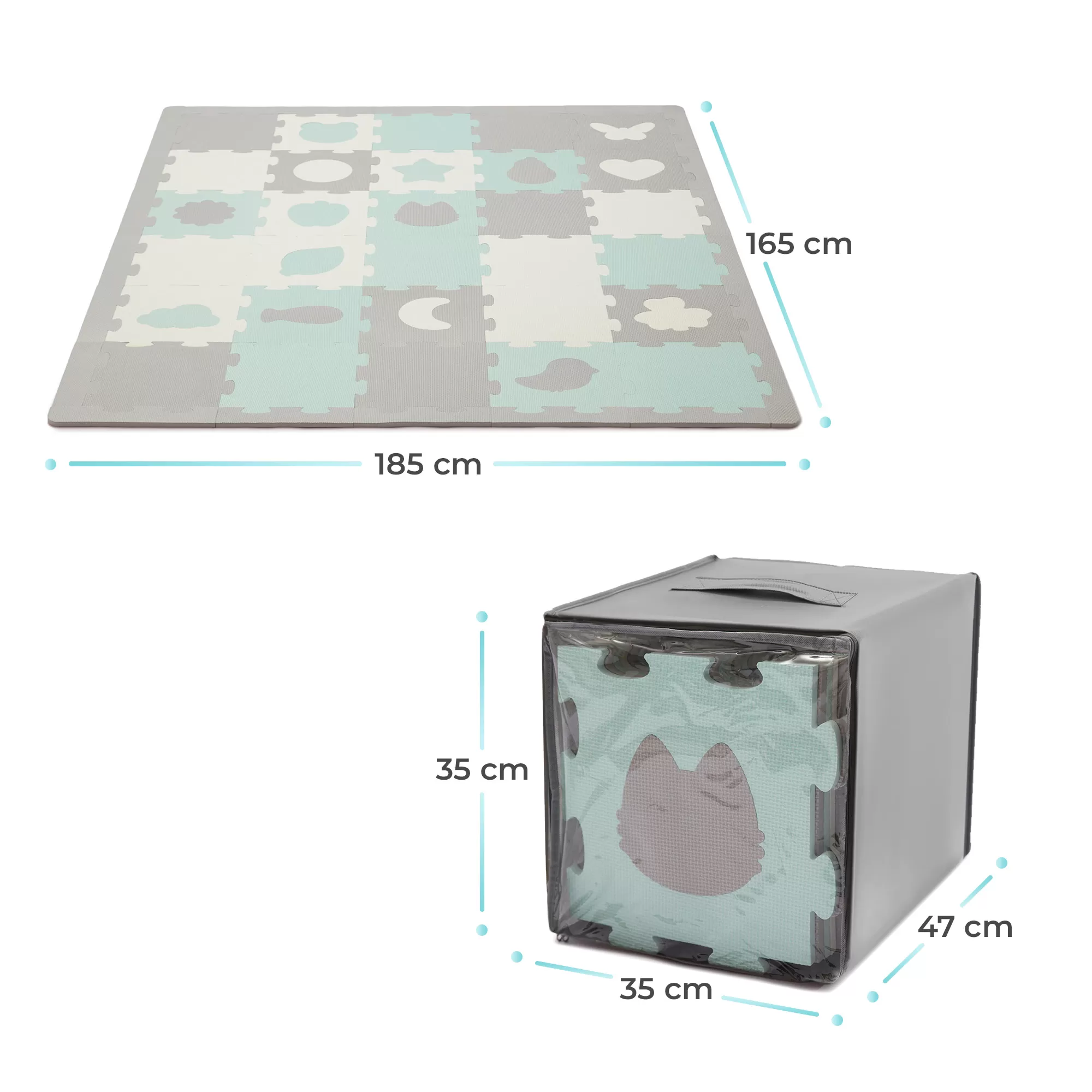 Covoras de joaca kinderkraft luno shapes, puzzle 3d, spuma, mint, varsta de la 0 luni la 6 ani [6]