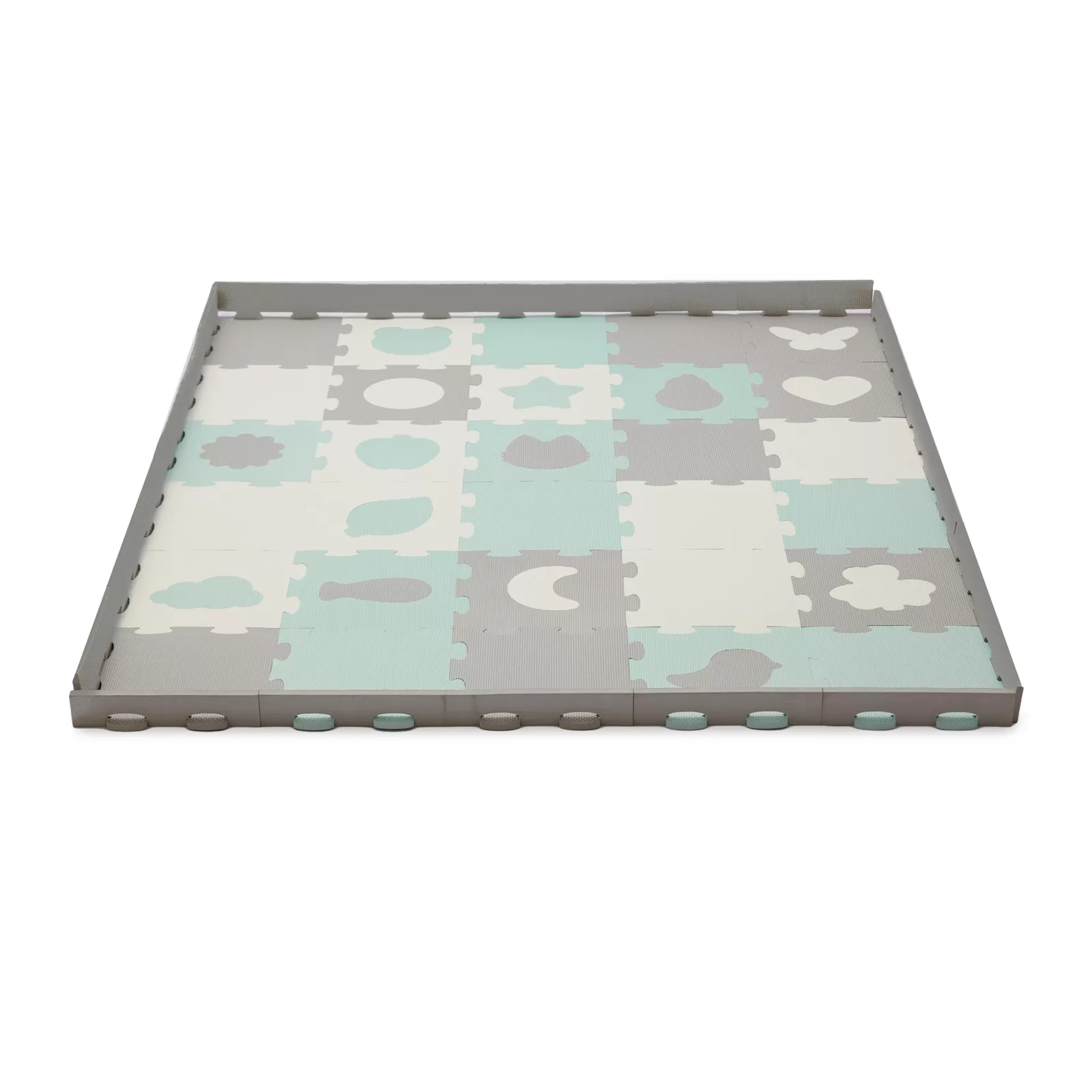 Covoras de joaca kinderkraft luno shapes, puzzle 3d, spuma, mint, varsta de la 0 luni la 6 ani [3]