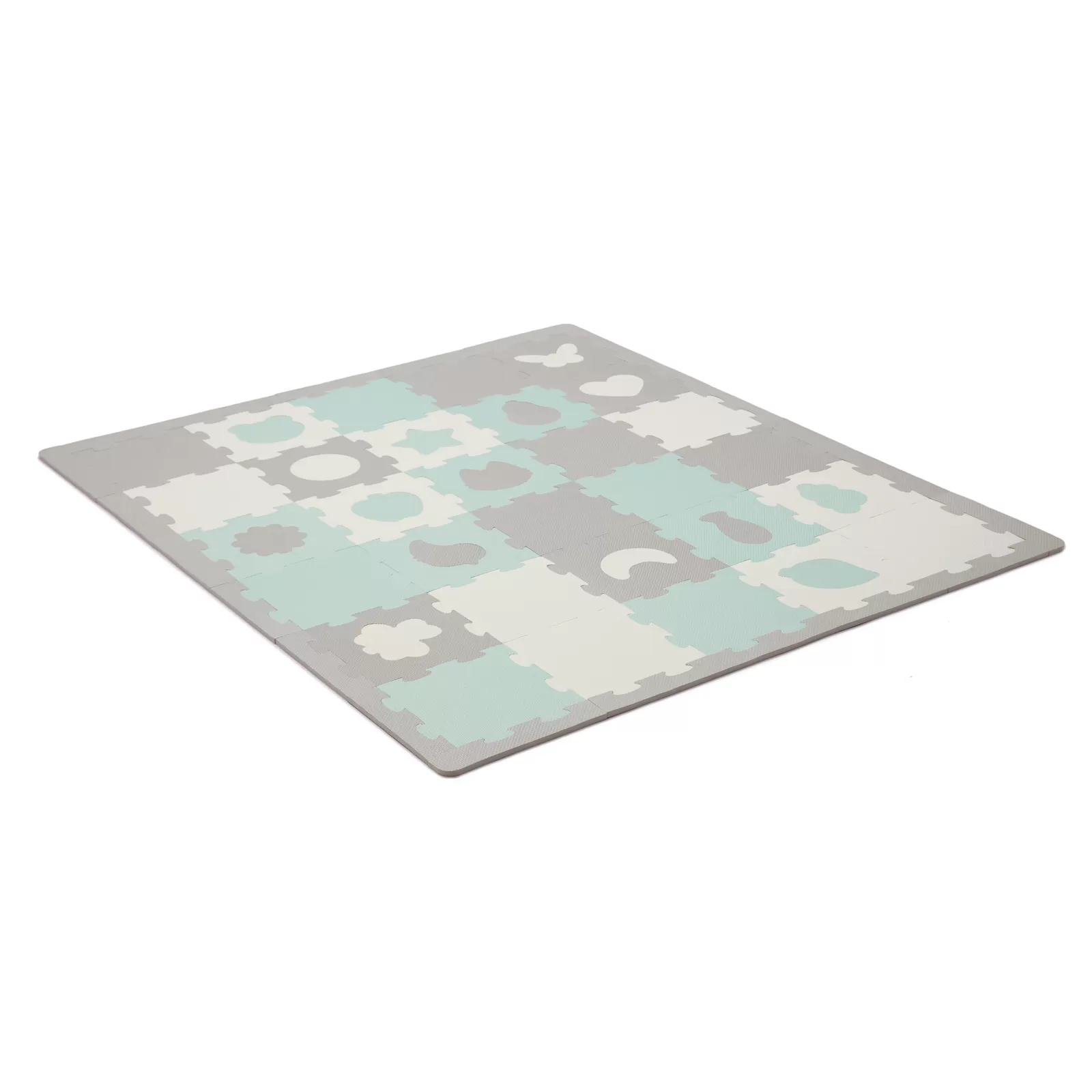 Covoras de joaca kinderkraft luno shapes, puzzle 3d, spuma, mint, varsta de la 0 luni la 6 ani [2]