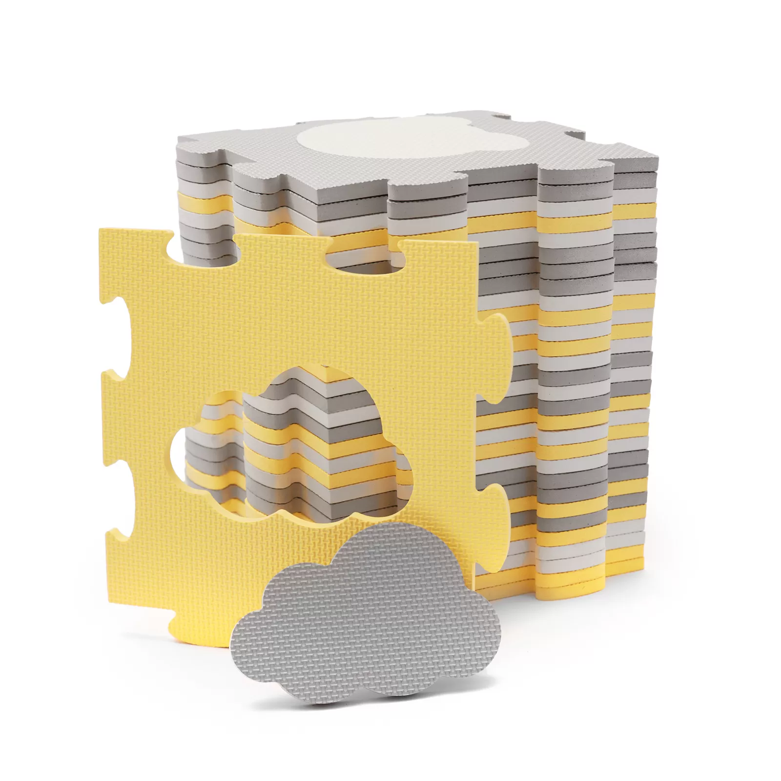 Covoras de joaca kinderkraft luno shapes, puzzle 3d, spuma, yellow, varsta de la 0 luni la 6 ani [4]