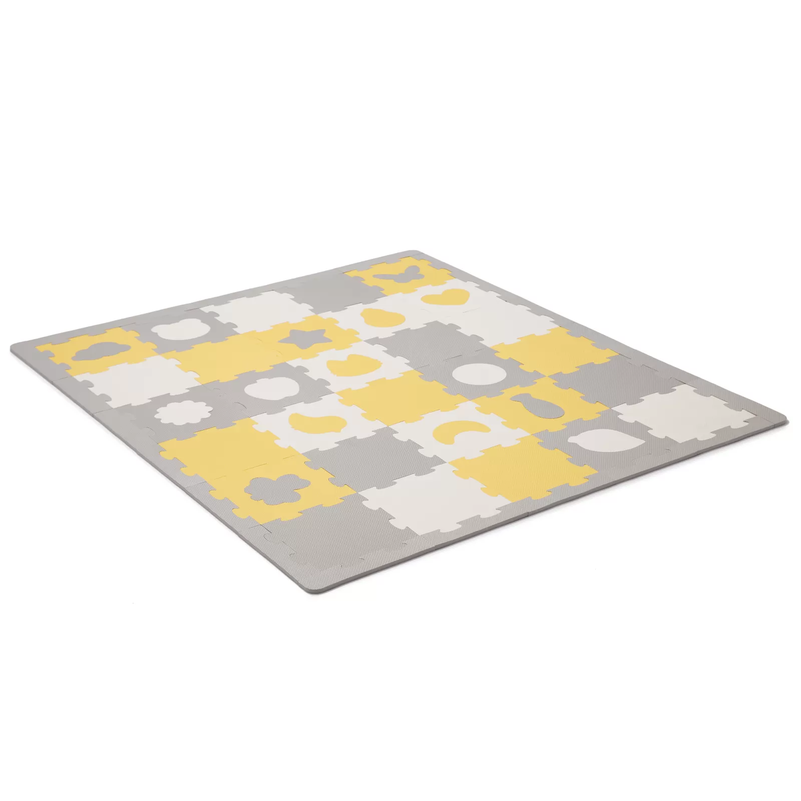 Covoras de joaca kinderkraft luno shapes, puzzle 3d, spuma, yellow, varsta de la 0 luni la 6 ani [2]