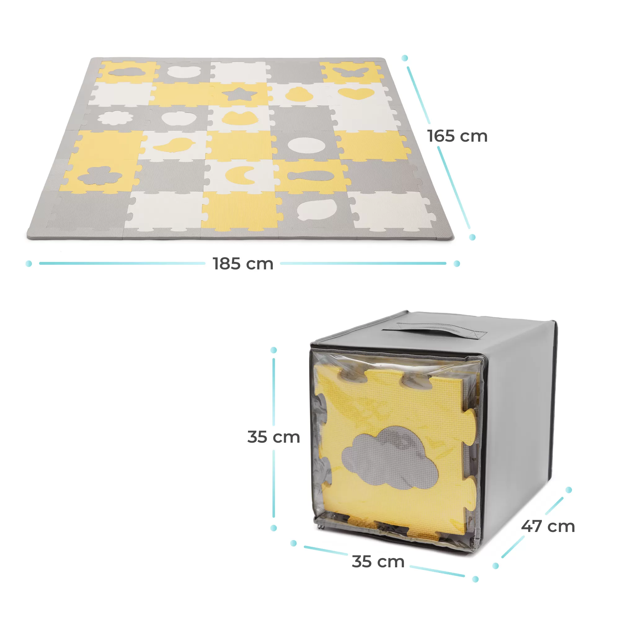 Covoras de joaca kinderkraft luno shapes, puzzle 3d, spuma, yellow, varsta de la 0 luni la 6 ani [6]
