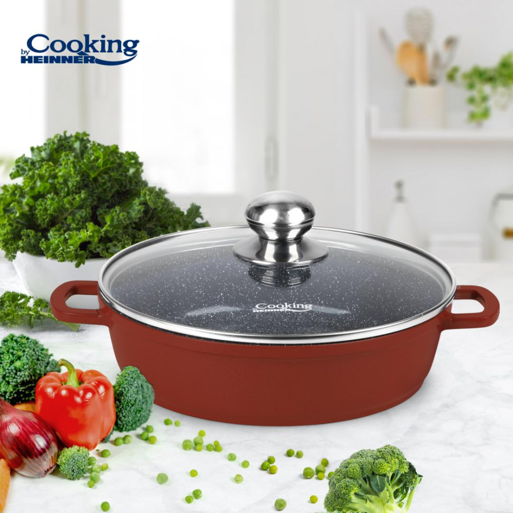 Cratita aluminiu+capac 24x6.5cm, 2.6l, calabria, cooking by heinner [5]