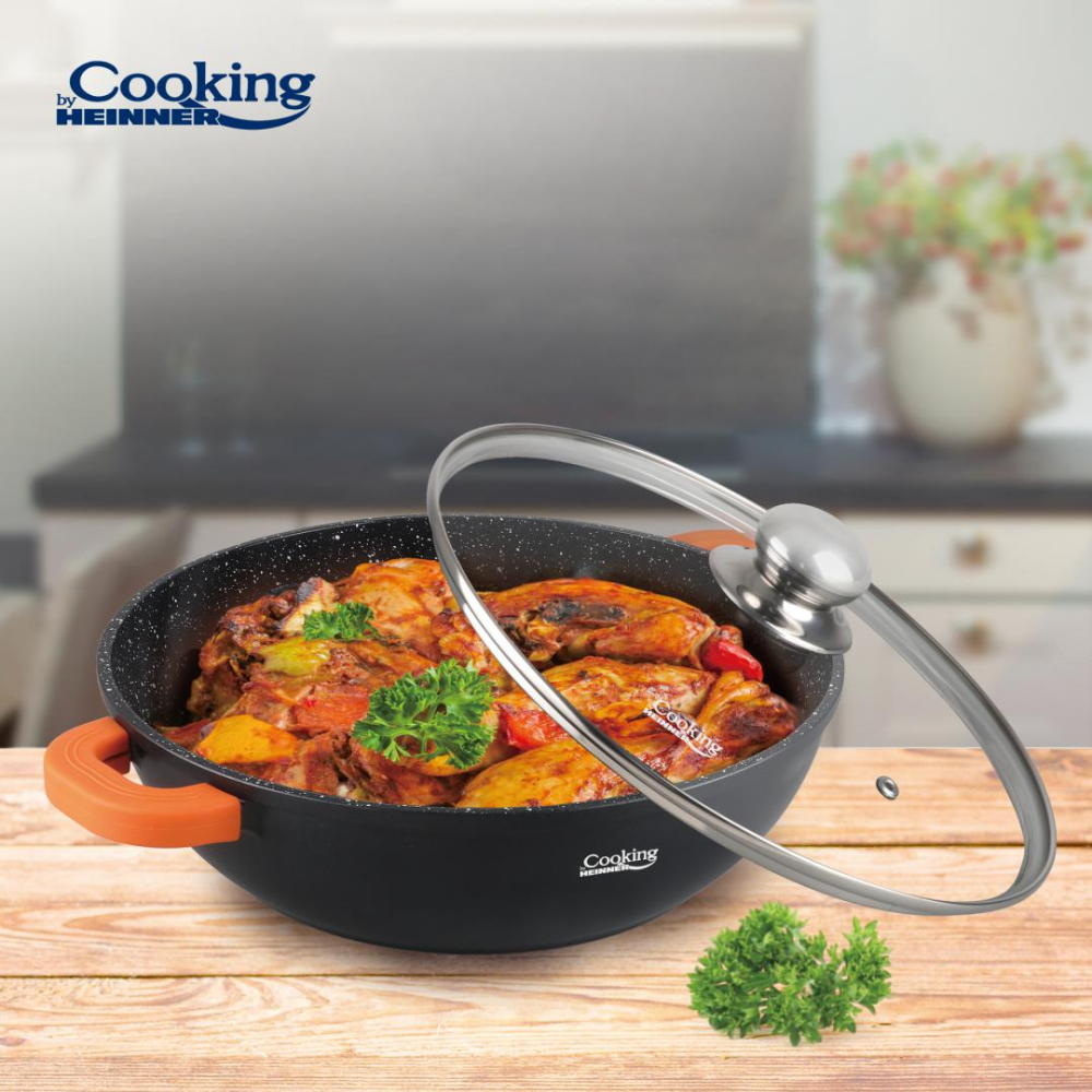 Cratita aluminiu+capac 28x8 cm,4.1l, dark line, cooking by heinner [5]