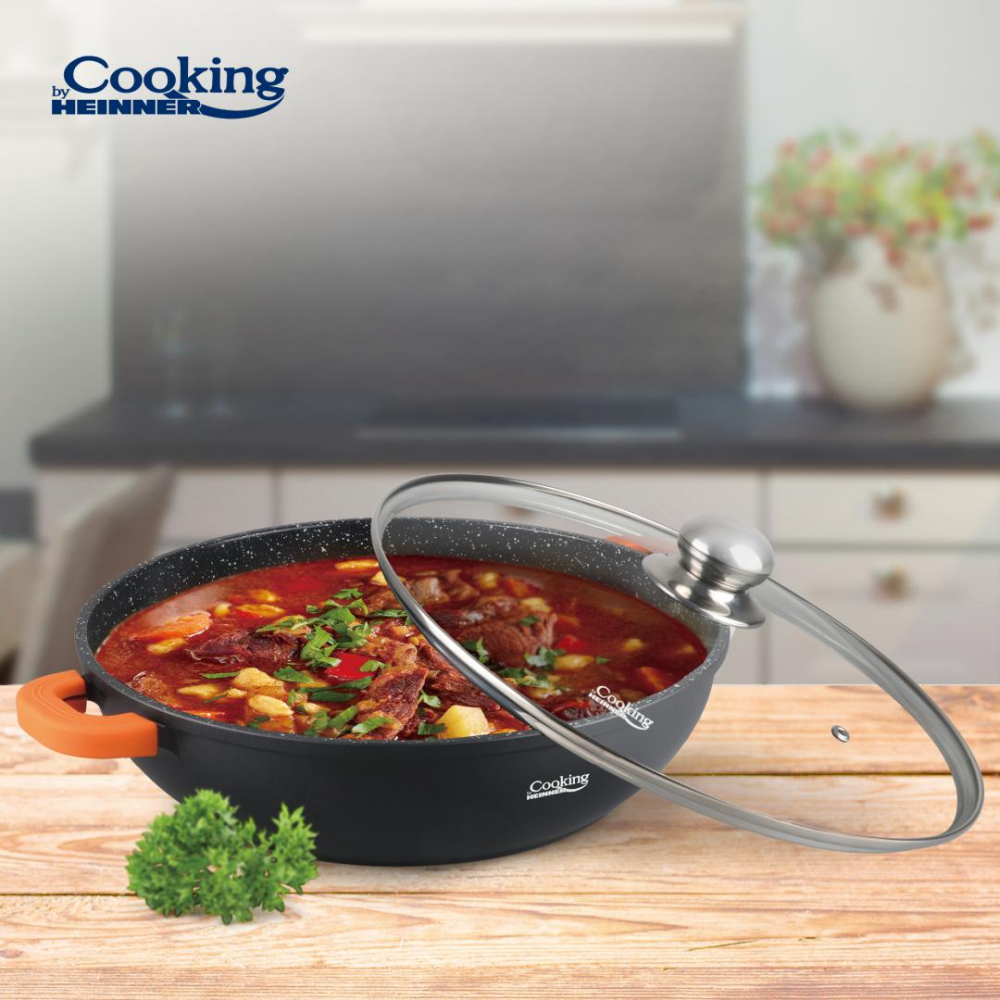 Cratita aluminiu+capac 32x8.5cm,5.5l,dark line, cooking by heinner [7]