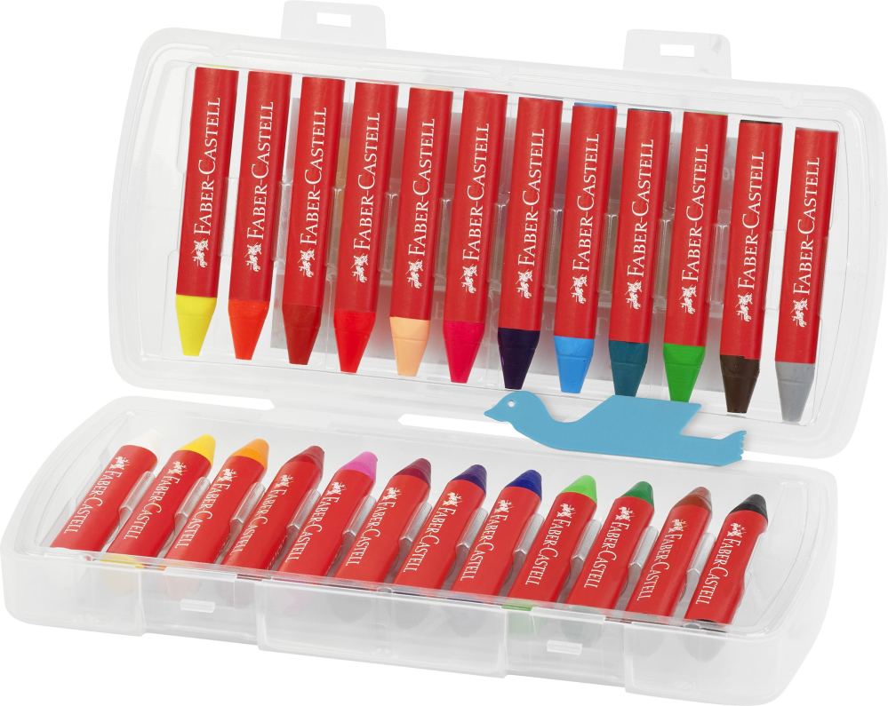 Creioane cerate 24 culori jumbo cutie plastic faber-castell [2]